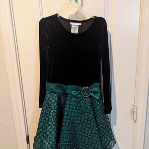 Bonnie Jean Black Dress with Green Accents